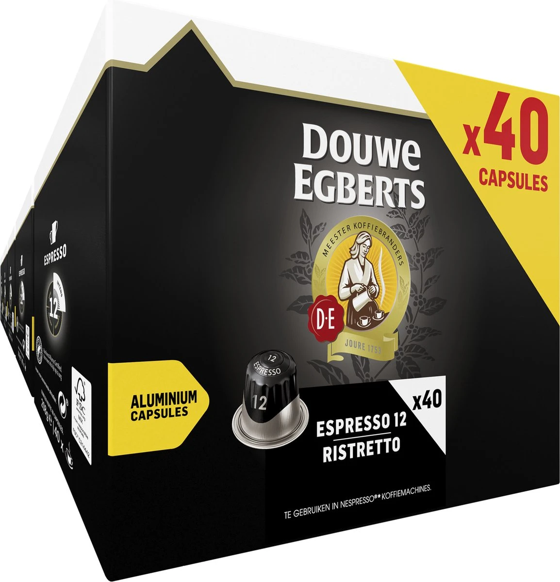 Douwe Egberts Espresso Ristretto Koffiecups (12) - 5 X 40 Koffiecups