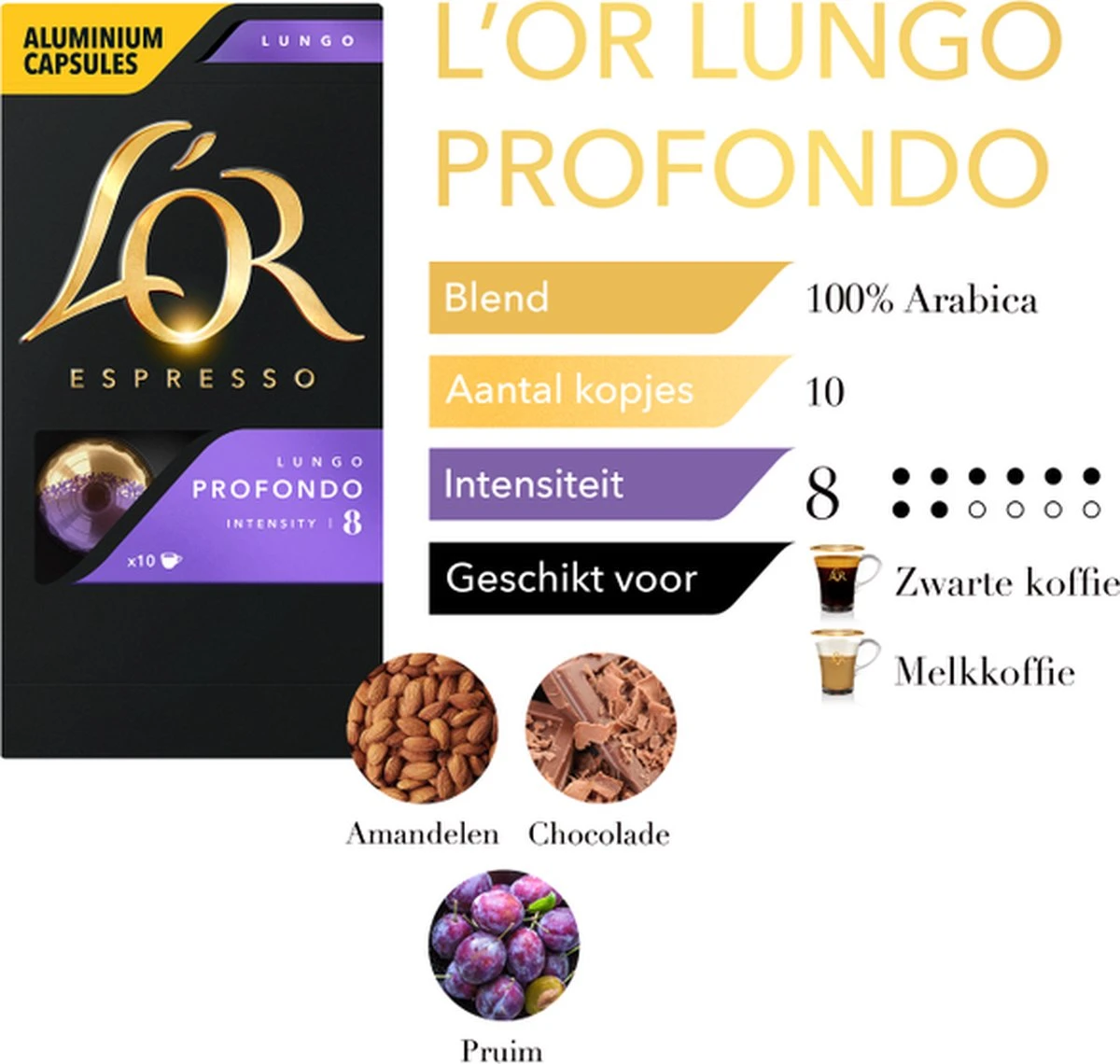 L'OR Lungo Profondo Koffiecups - Intensiteit 8/12 - 10 X 10 Capsules - Afbeelding 6
