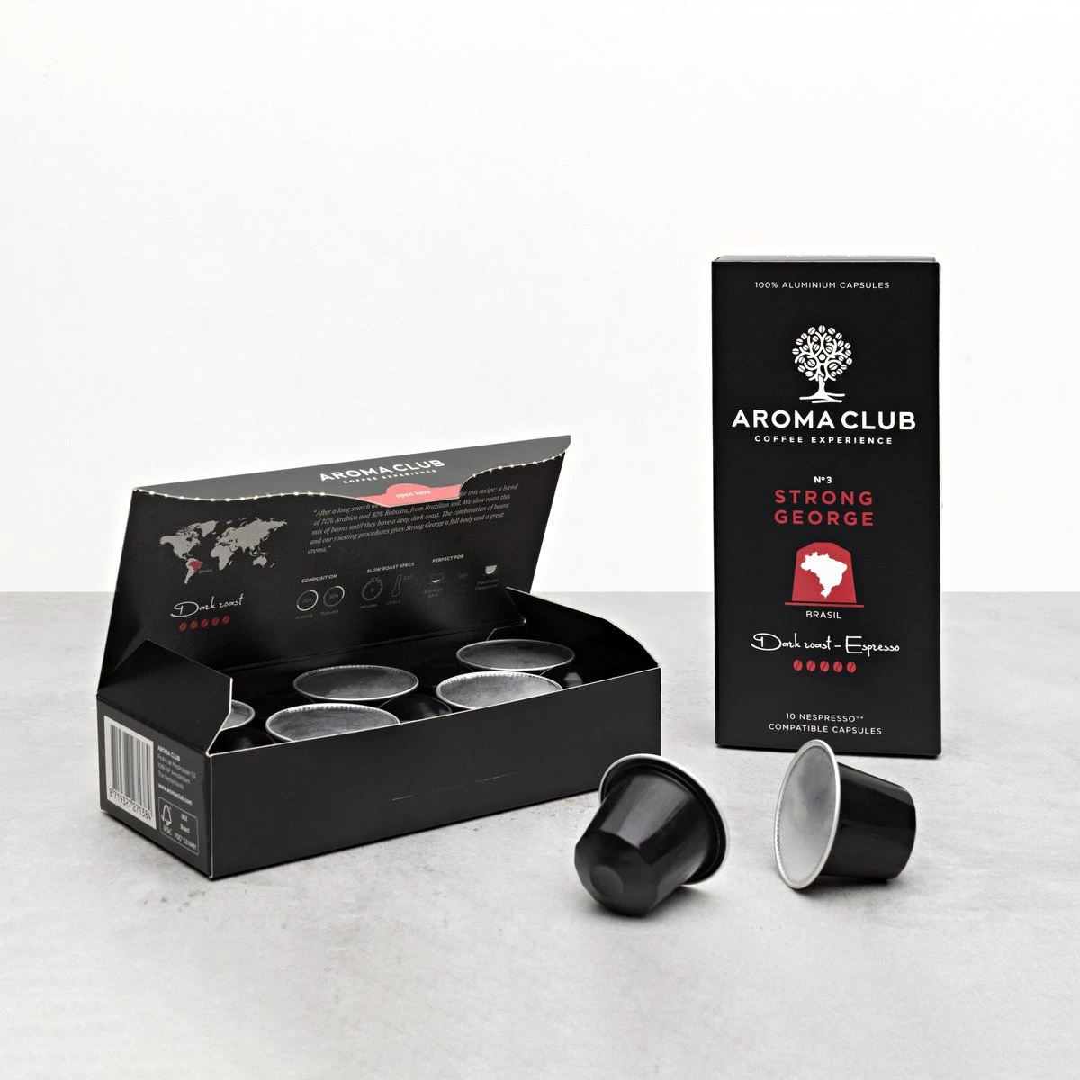 Aroma Club - Nespresso Compatible Capsules (120 St.) - No. 3 Strong George - Intensiteit 5/5 - Espresso - 100% Aluminium Koffiecups - Afbeelding 2
