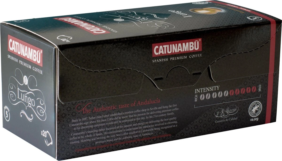 Catunambú Koffie Cups Geschikt Voor Nespresso® - Lungo Ligero 5 X 20 Cups - Nespresso Cups - Koffie Capsules - Afbeelding 3