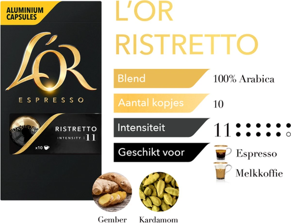 L'OR Espresso Ristretto (11) - 10 X 10 Koffiecups - Afbeelding 6