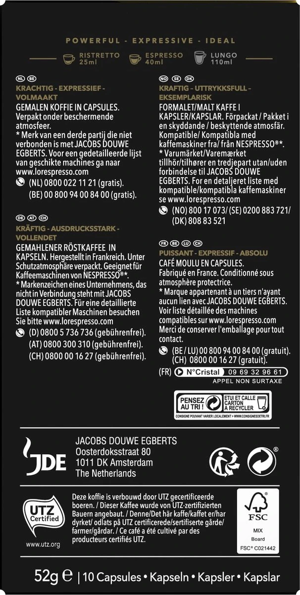 L'OR Espresso Ristretto (11) - 10 X 10 Koffiecups - Afbeelding 2