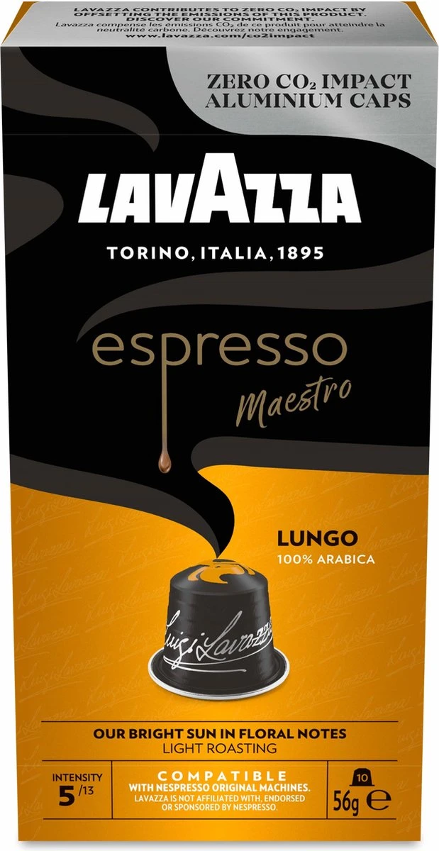 Lavazza Espresso Lungo - Aluminium Nespresso Capsules - 10 Stuks - Afbeelding 2