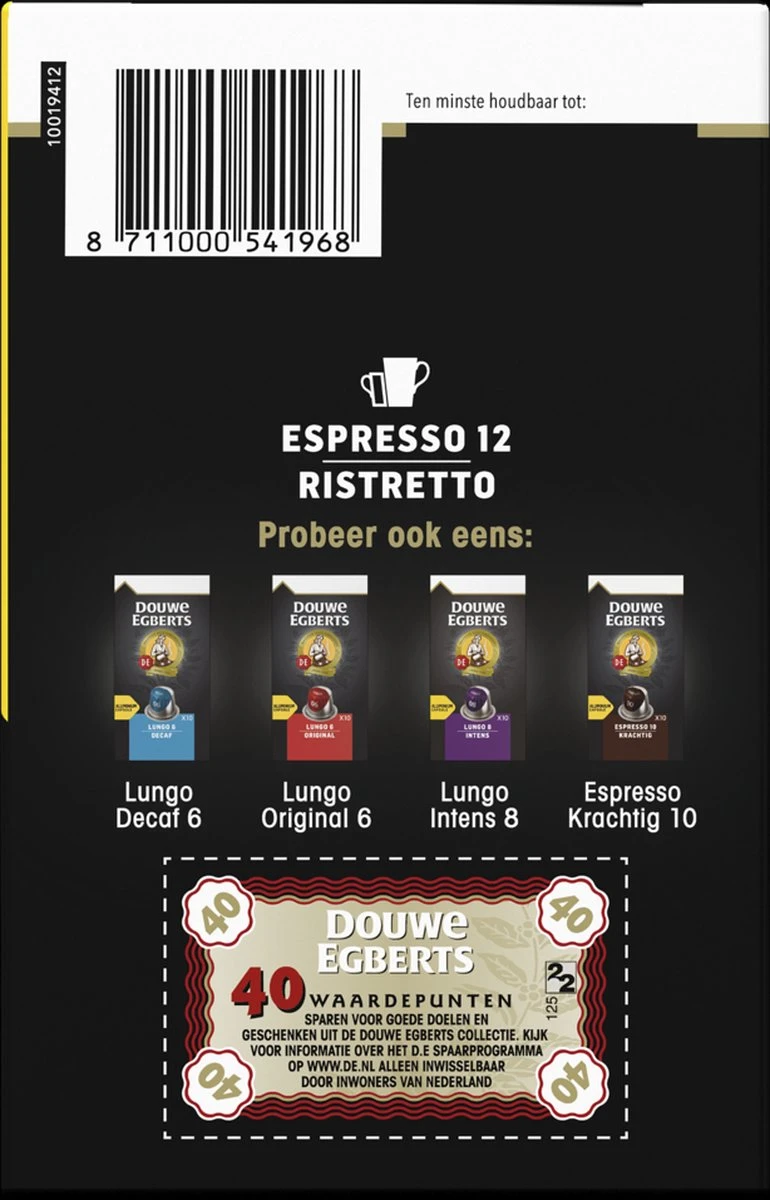 Douwe Egberts Espresso Ristretto Koffiecups (12) - 5 X 40 Koffiecups - Afbeelding 4