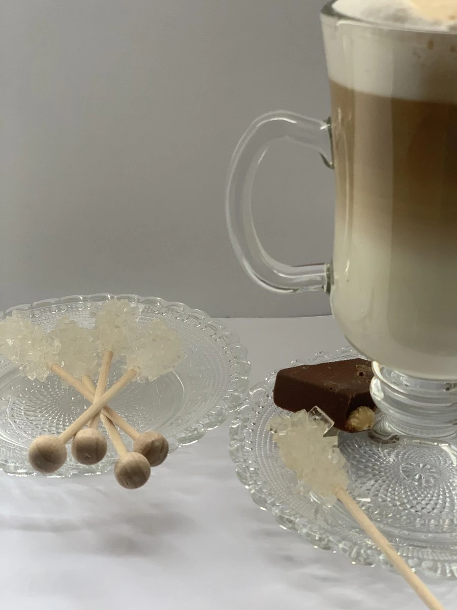 Luxe Kandijsticks - 10 Stuks - Thee - Koffie – Drank – Feest - Kandij - Sticks - Koffiesuiker - Kandij Sticks - Tafelversiering - Cadeau – Gift – Suikersticks – Cocktail - Wit - Kandijsuiker - Feestdagen - Hightea - Afbeelding 2