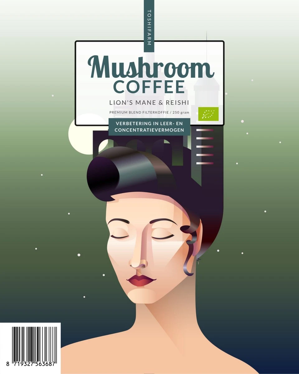 ToshiFarm Lion's Mane En Reishi Koffie - 250 Gram - Biologisch & Fair Trade - Verbetering In Concentratievermogen En Leervermogen - Filterkoffie Met Paddenstoel - Afbeelding 2